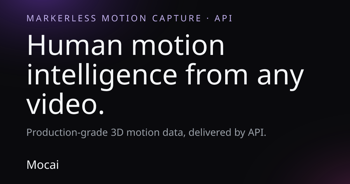 Mocai · Markerless motion capture from one camera